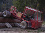 Mit Holzrückegerät und Seilwinde